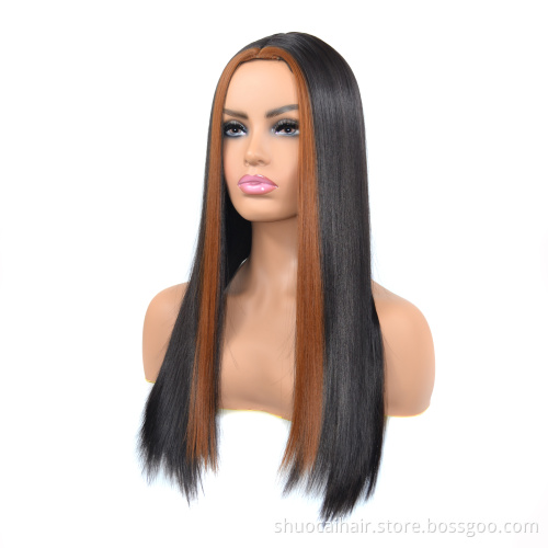 Color Long 18inch Hair Bone Perruque Straight Wig Hair High Quality Synthetic Hair Best Price Best Product Women Long Bob